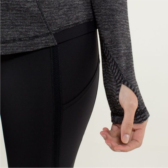 Lululemon Base Runner Long Sleeve Mini Check Pique Black , sz 4 - Picture 3 of 10